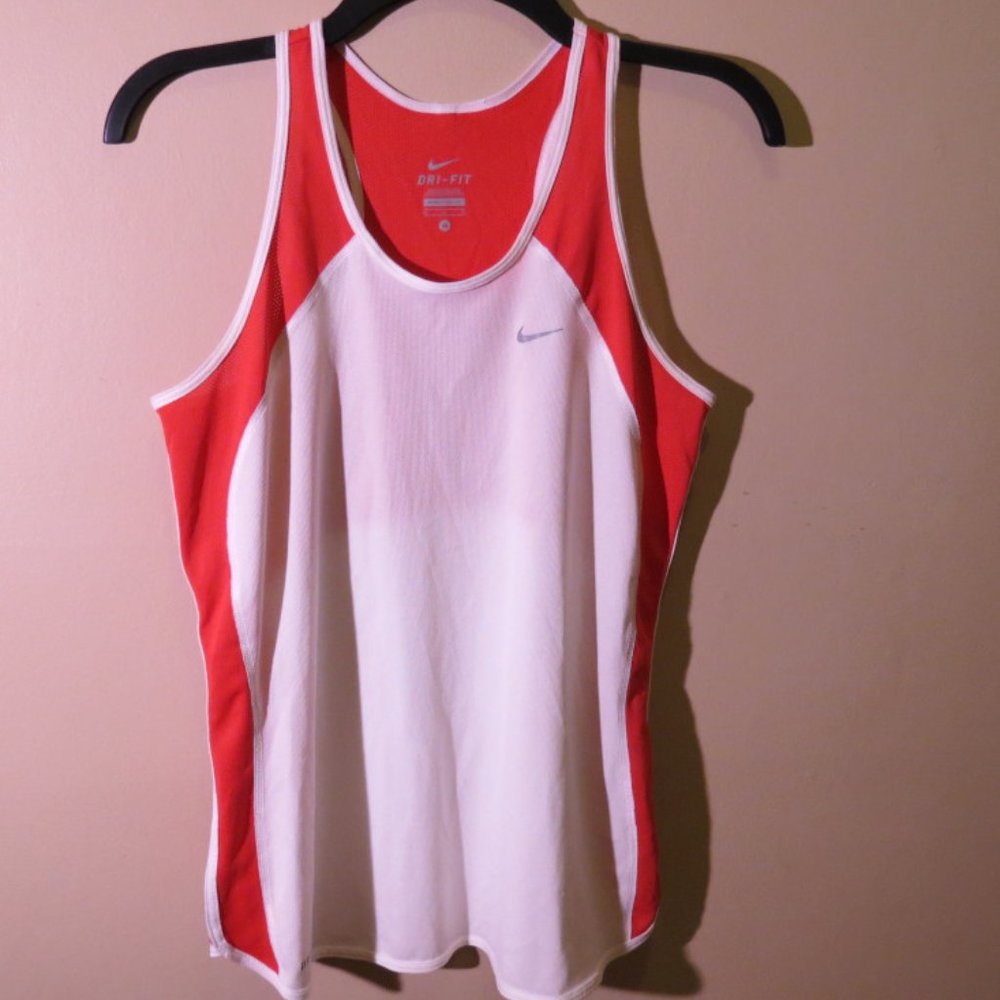 NIKE Dri-Fit Tank Top, Red and White, Medium
